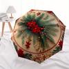 Christmas Poinsettia & Pine Branches PlateUmbrella, Portable 3-Fold Compact Umbrella,Christmas Gift ES583
