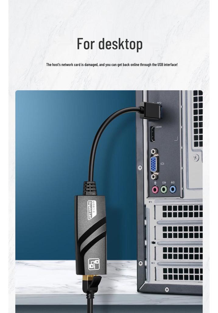 USB 3.0 Type-C to RJ45 Gigabit Ethernet Adapter with Cable & LED - Driver-Free High-Speed Network Converter