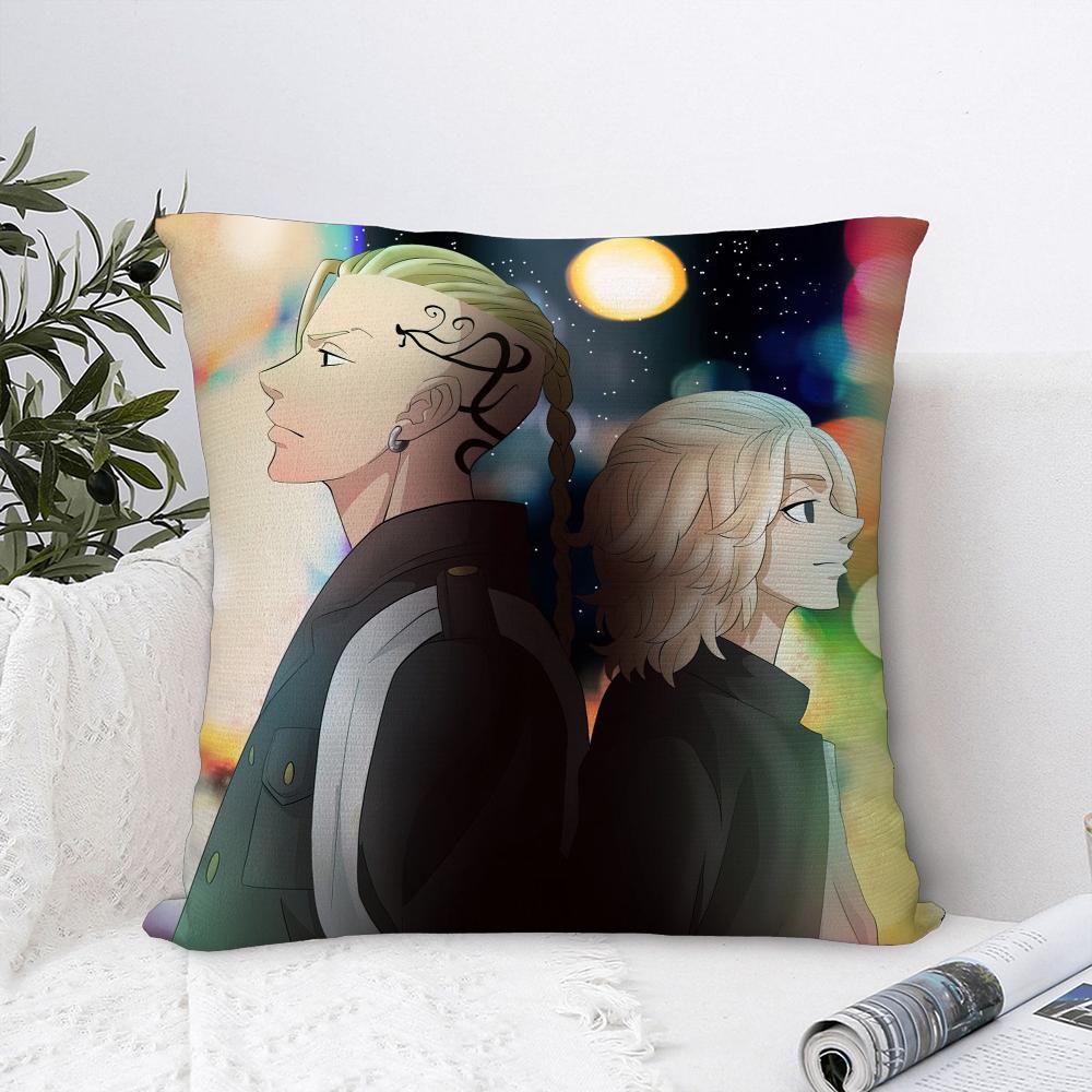 Anime T-Tokyo Revenger Pillow Case Sofa Decorative Home Double-Sided Print Plush Square Throw Pillow Covers Cushion Decor Cover