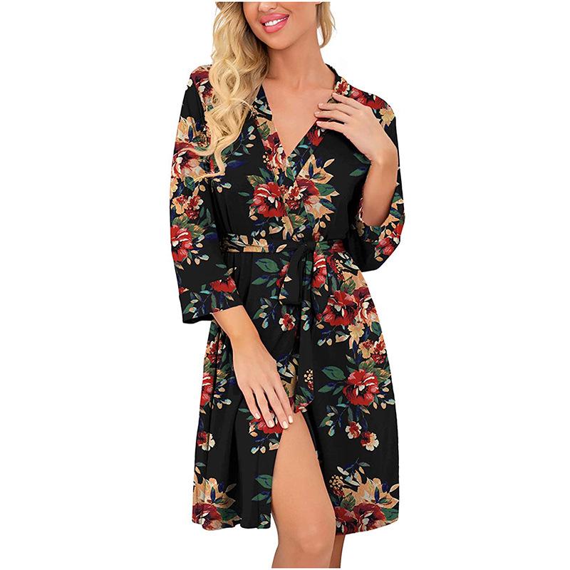 Soft Cotton Women's Kimono Robe - Bathrobe & Loungewear Sleepwear