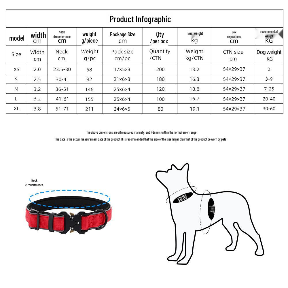 Reflective Tactical Dog Collar, Adjustable Neckband for Small to Large Dogs - Budala Duo