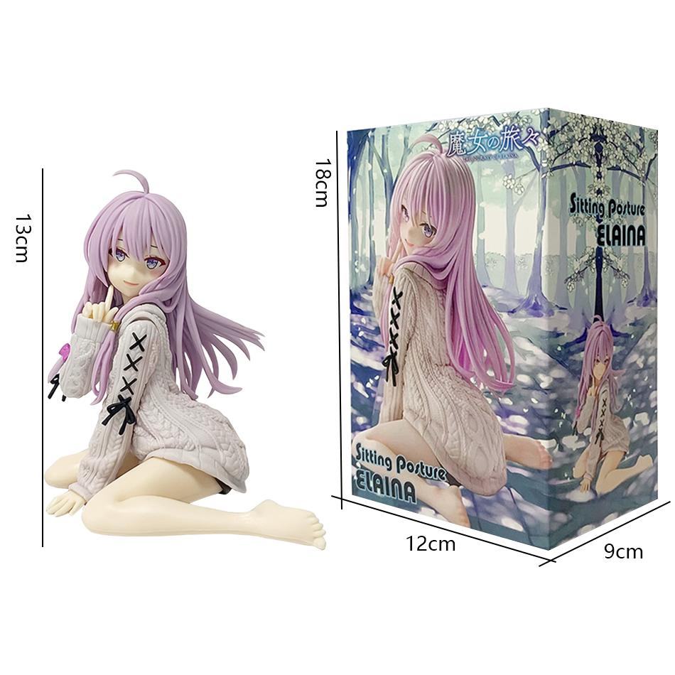 New The Journey of Elaina Anime Figures GK Model Elaina Sweater Doll Action Figure Room Decor Gift Toys 13cm