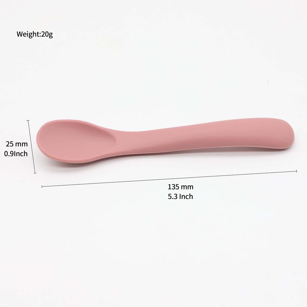 2Pcs Silicone Baby Spoons, Soft Tipped First Stage Feeding Spoons, Flexible Chew Resistant Training Spoon BPA Free