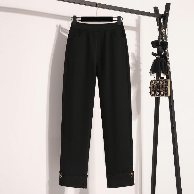 

DIMANAF Autumn Women Cothing Plus Size Oversize Solid Trousers Black Long Pants Basic High Waist Casual Lady Loose 2025