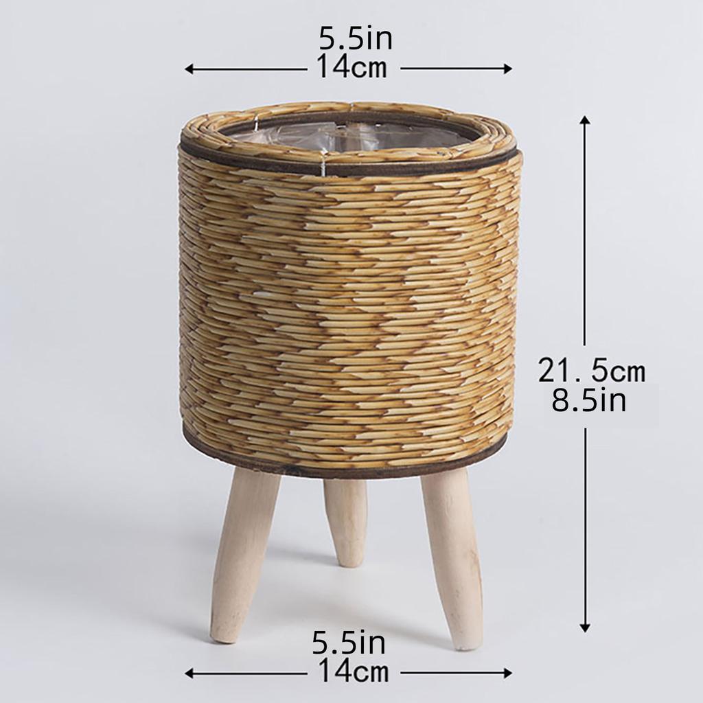 Suporte para plantas de vime tecido à mão, amarelo, material ecológico, resistente e durável, design multicamadas para uso interno e externo
