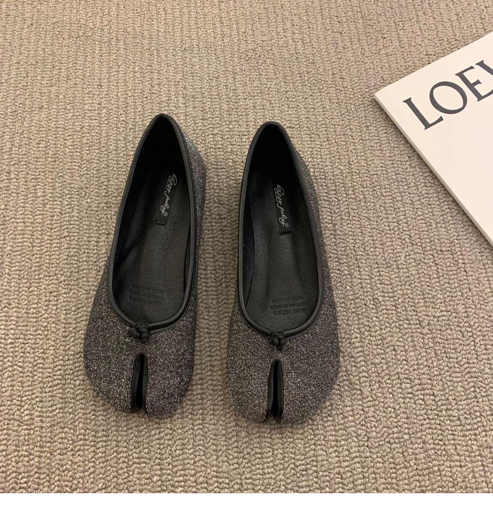 Bean Shoes Women's 2021 Summer Split-Toe Flats with Horsebit Design