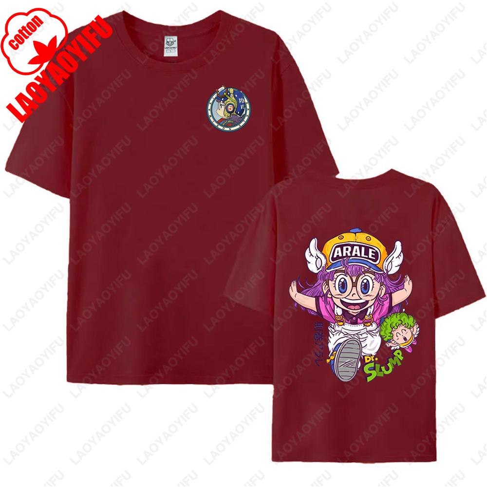 Kawaii Arale T-shirts Man Women Graphic Japanese Manga Tshirt Y2k Clothes Cotton Short-sleev Tee Clothing Two-sided Printed Tops