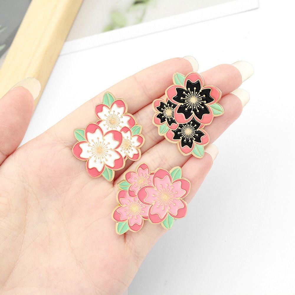 

Baking Paint Clothes Accessories Sakura Brooch Korean Style Badge Cherry Blossom Badge Women Brooch