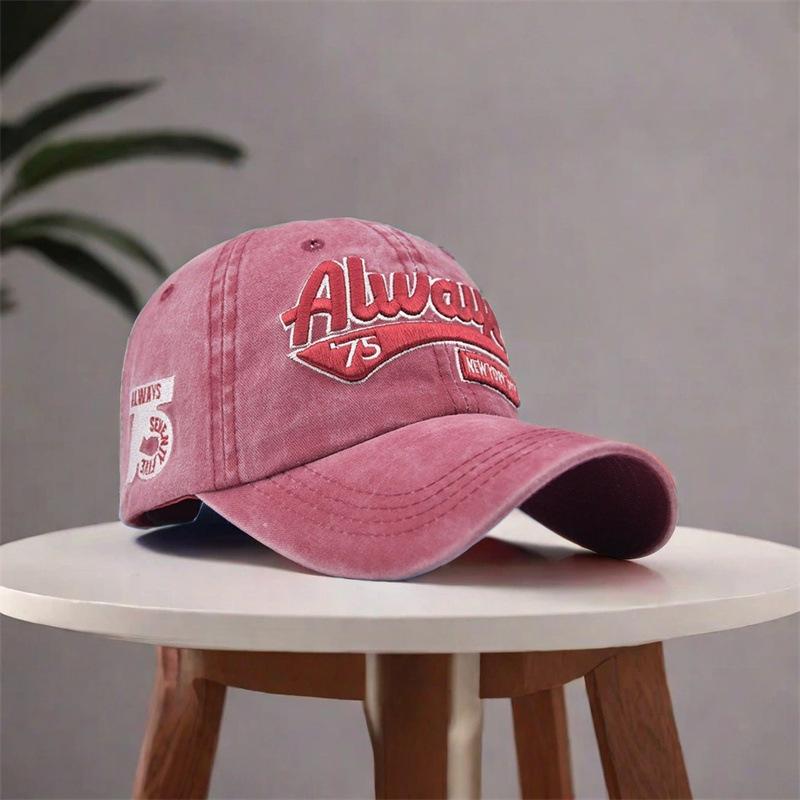 

New Baseball Cap For Women Washed Outdoor Letter Hat Men Sport Caps Casual Embroidery Adjustable Unisex Denim Cap Sun Hats Adjustable& 8Y