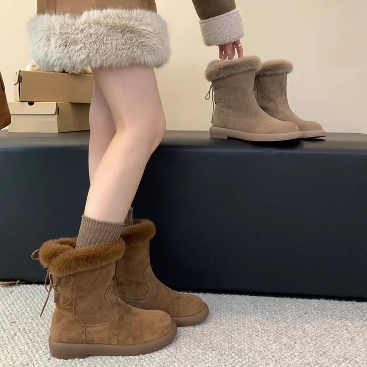 Fashion outside winter warm velvet snow cotton shoes 2025 platform women's boots fluffy shoes short boots snow boots
