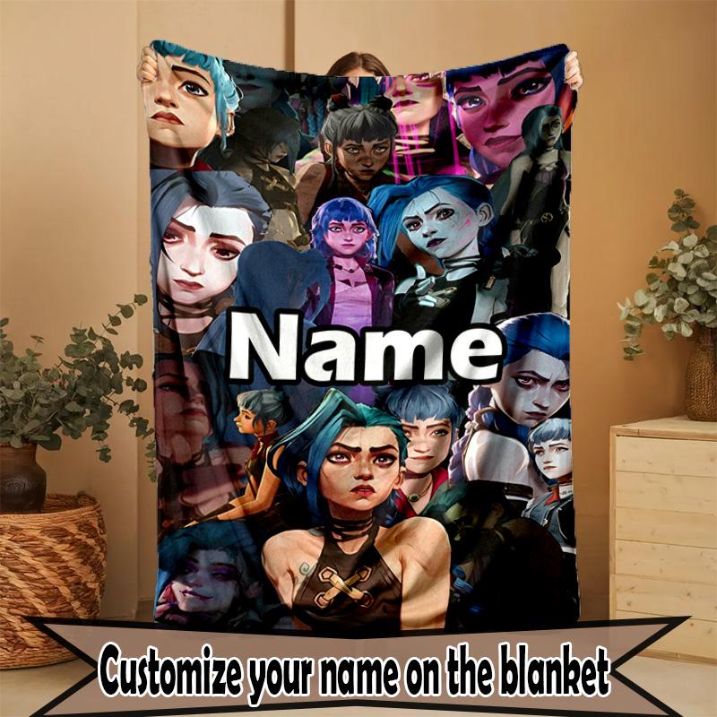 Custom Name Personalized Jinx Print Blanket, Home Decor, Bedroom, Sofa, Camping, Couch, Gifts for Birthday ChristmasEnthusiasts