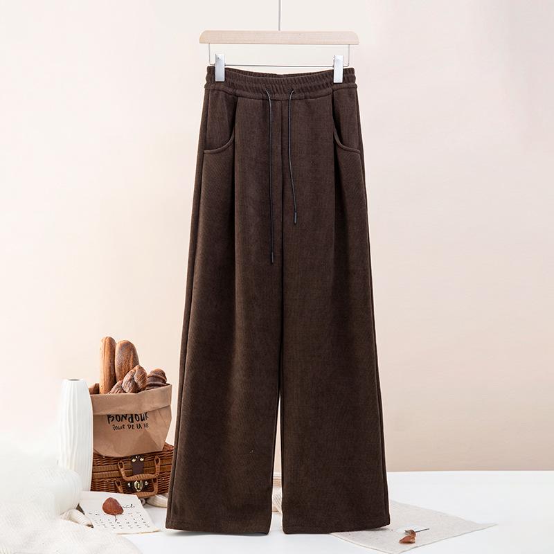 

G velvet wide-leg pants women s autumn and winter thickened casual straight-leg pants high waist loose knitted European cotton velvet Yamamoto pants XL