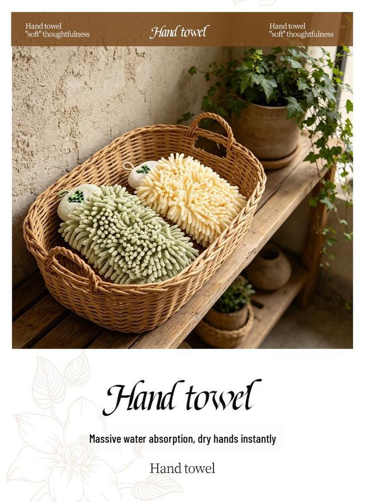Chenille Quick-Dry Hanging Hand Towel - Cute & Absorbent for Kitchen, Bathroom, and Toilet