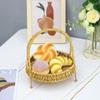 Woven-Style PP Multi-Tier Serving Basket Snacks Fruits Bread Dim Sum Japanese Style Storage Organizer