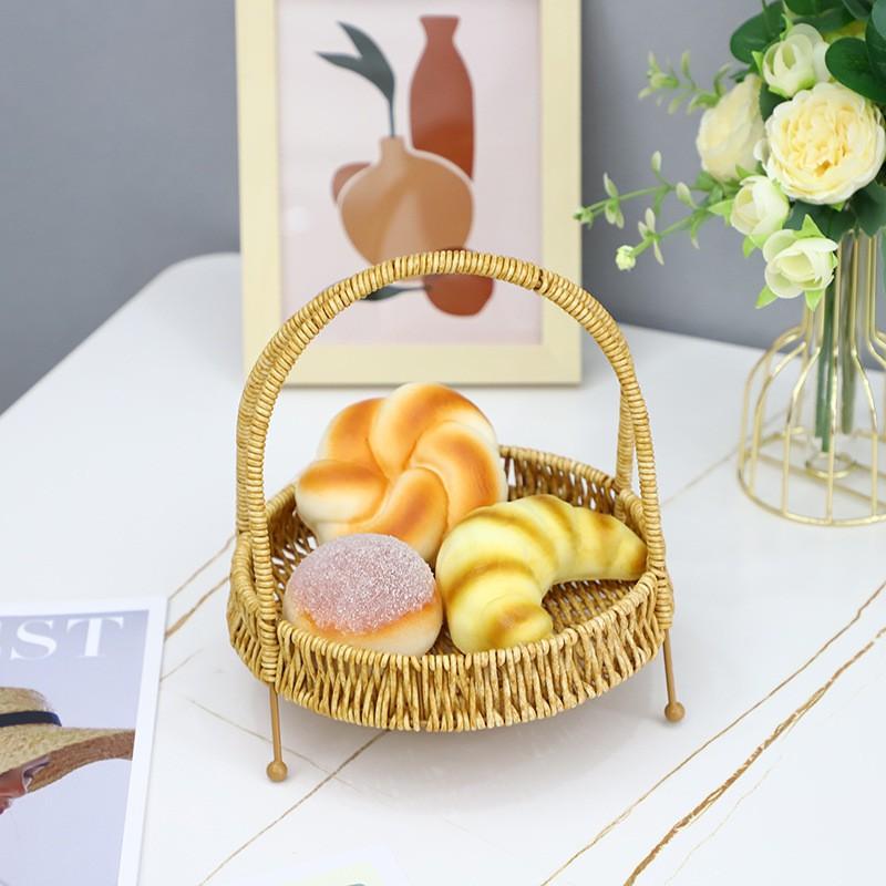 Woven-Style PP Multi-Tier Serving Basket Snacks Fruits Bread Dim Sum Japanese Style Storage Organizer