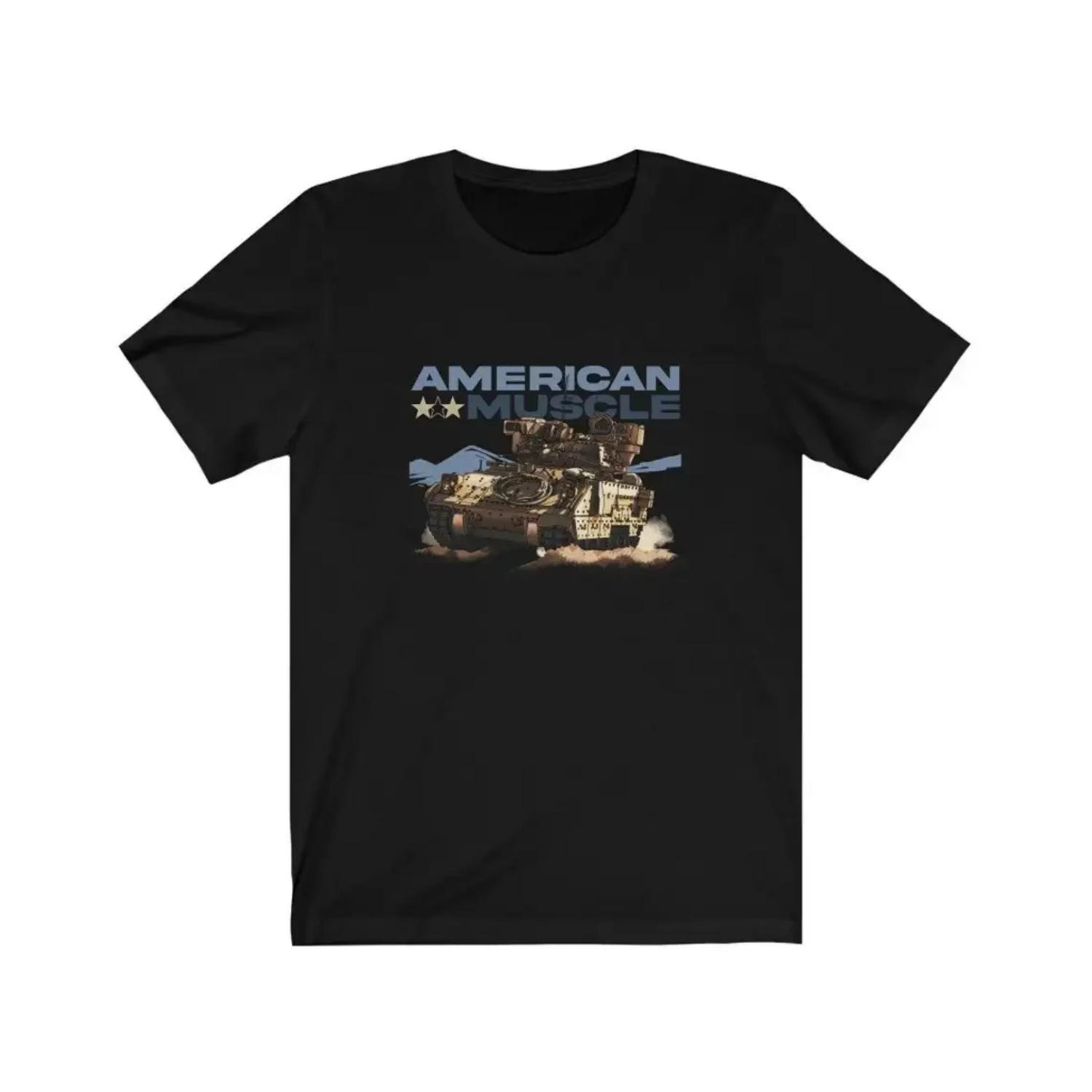 

American Muscle Bradley Fighting Vehicle Military T-Shirt 100% Cotton O-Neck Summer Short Sleeve Casual Mens T-shirt Size S-3XL XXXXXL чорний