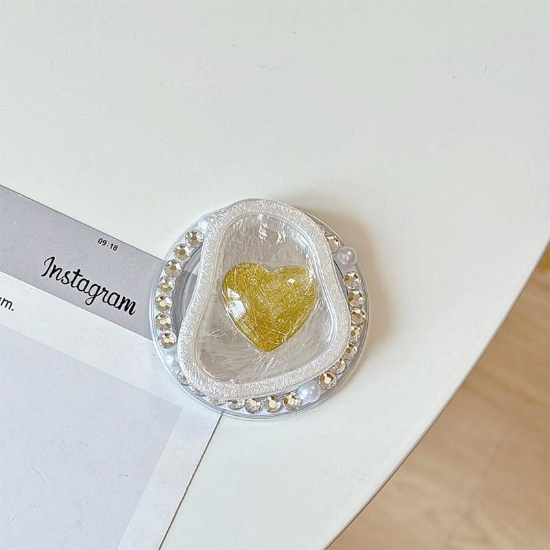 

Stereoscopic KT Love Flower Mobile Airbag Bracket With Water Diamond Magnetic Attraction High Quality Light Luxury Telescopic Desktop DIY Ring