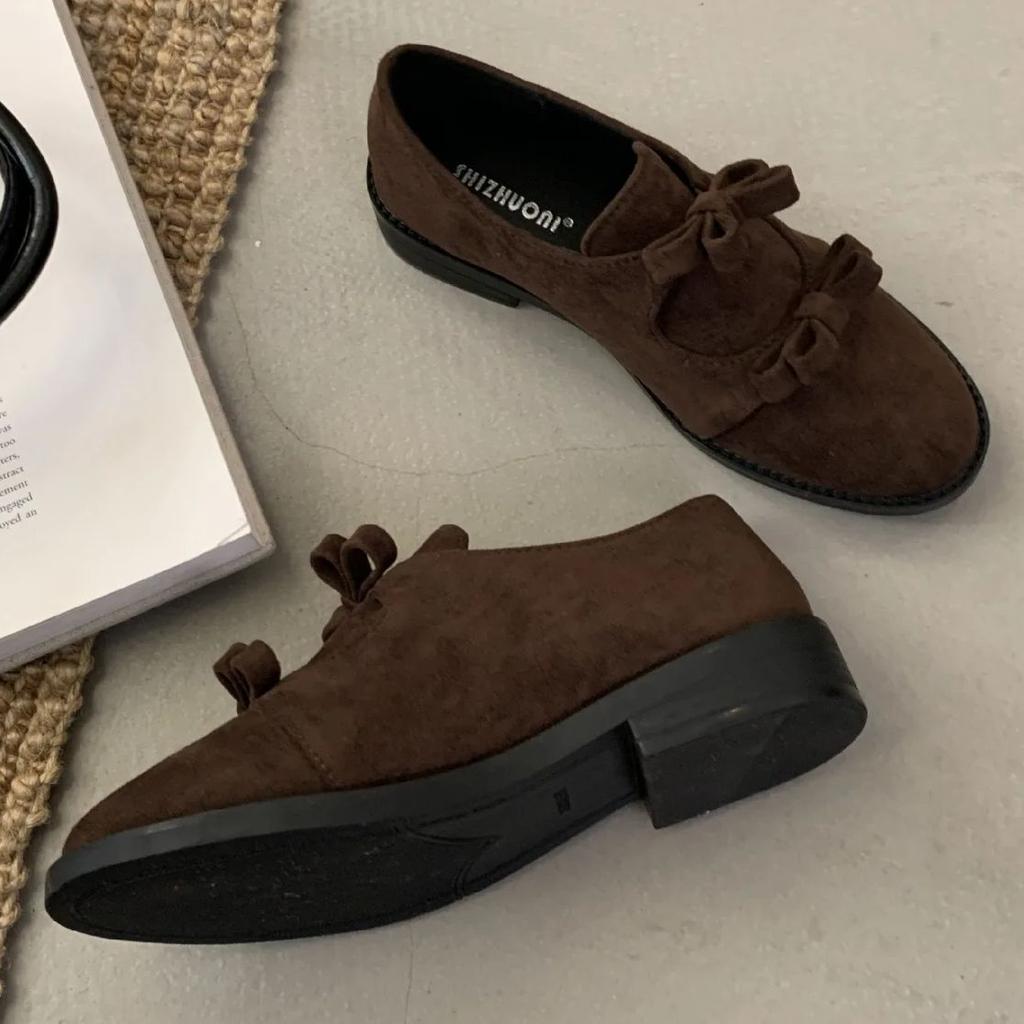 Fashion IPPEUM Mary Janes Shoes For Women Round Toe Bow Pumps 2025 New Fashion Loafers Shoe