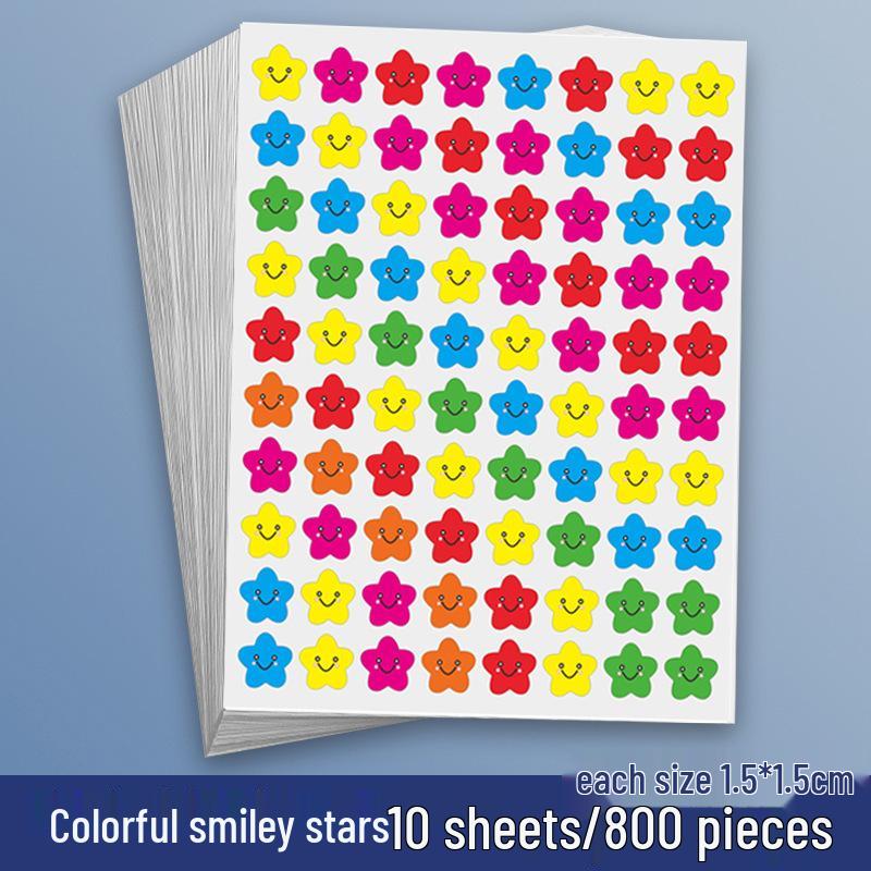 Yellow Star Reward Stickers for Kids - Smiley Face for Self-Discipline & Praise In Elementary School