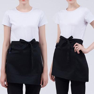 Kitchen Short Half Waist Double Vent Apron Women Waitress Antifouling Work Bar Pub Cafe Cooking Men Short Waist Aprons