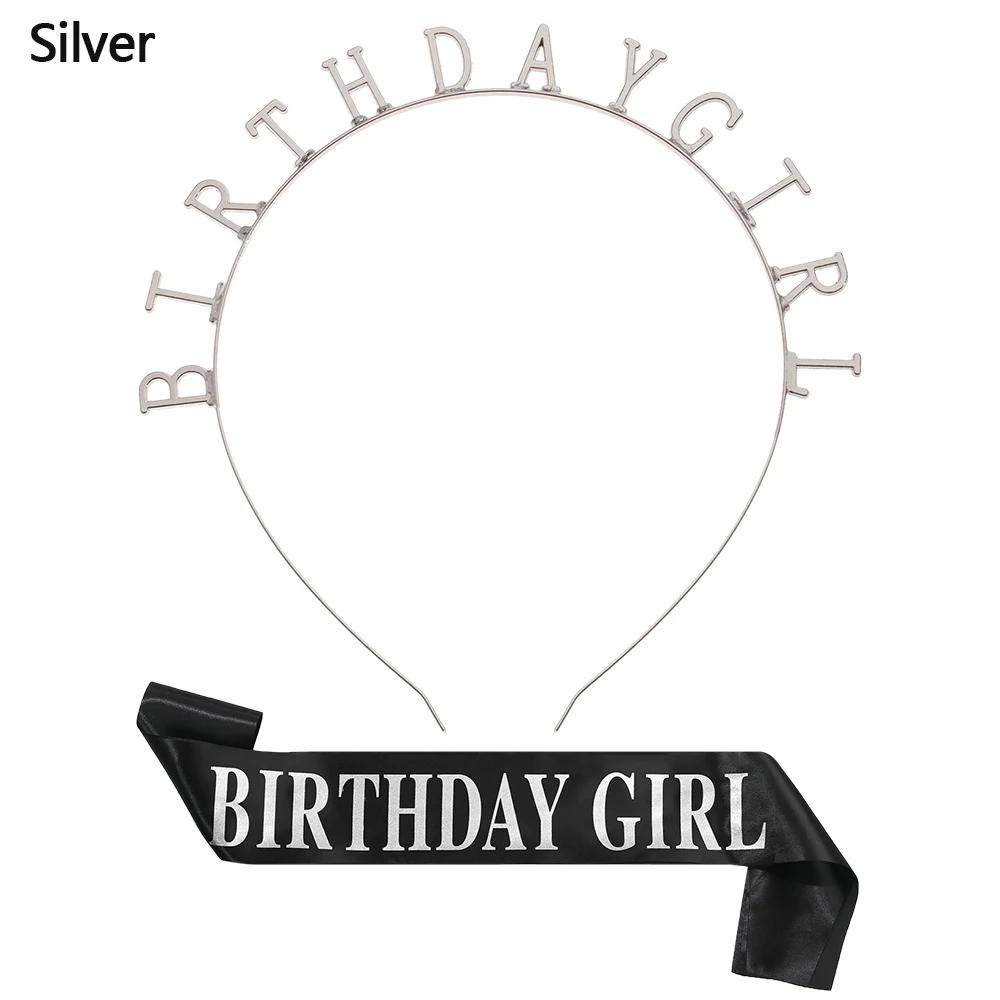Happy Birthday Girl Headband Sweet Girls Birthday Party Tiara Styling Princess Crown Rhinestone Hair Hoop Fashion Hairband