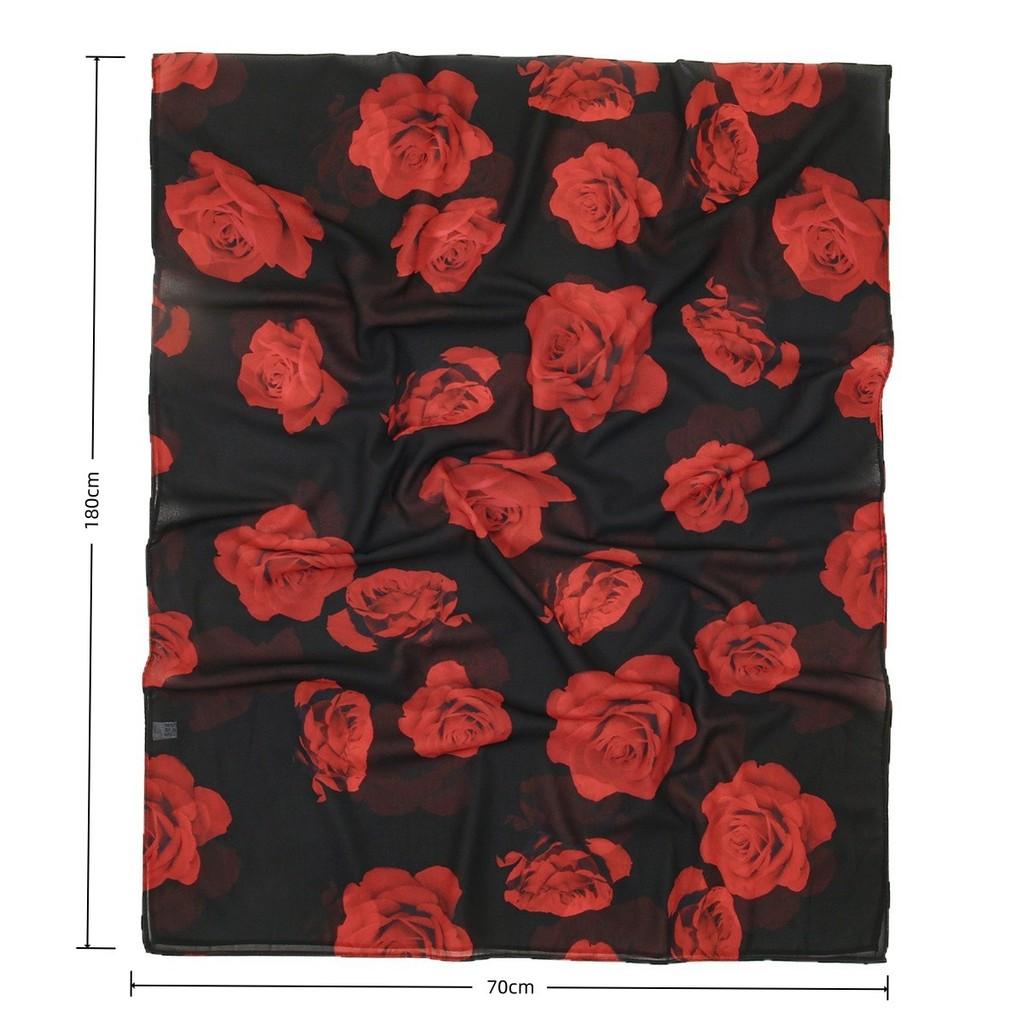 Rose Flower Silk Scarf With Breathable And Warmth For Women Fashion Accessory