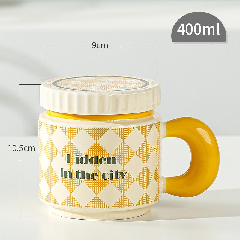 

Национальный тренд Кружка с маленьким цветком с крышкой Подарок Керамическая чашка Большая вместимость Имитация эмали Чашка для питья воды Кофейная чашка Офис Женщины 400ml