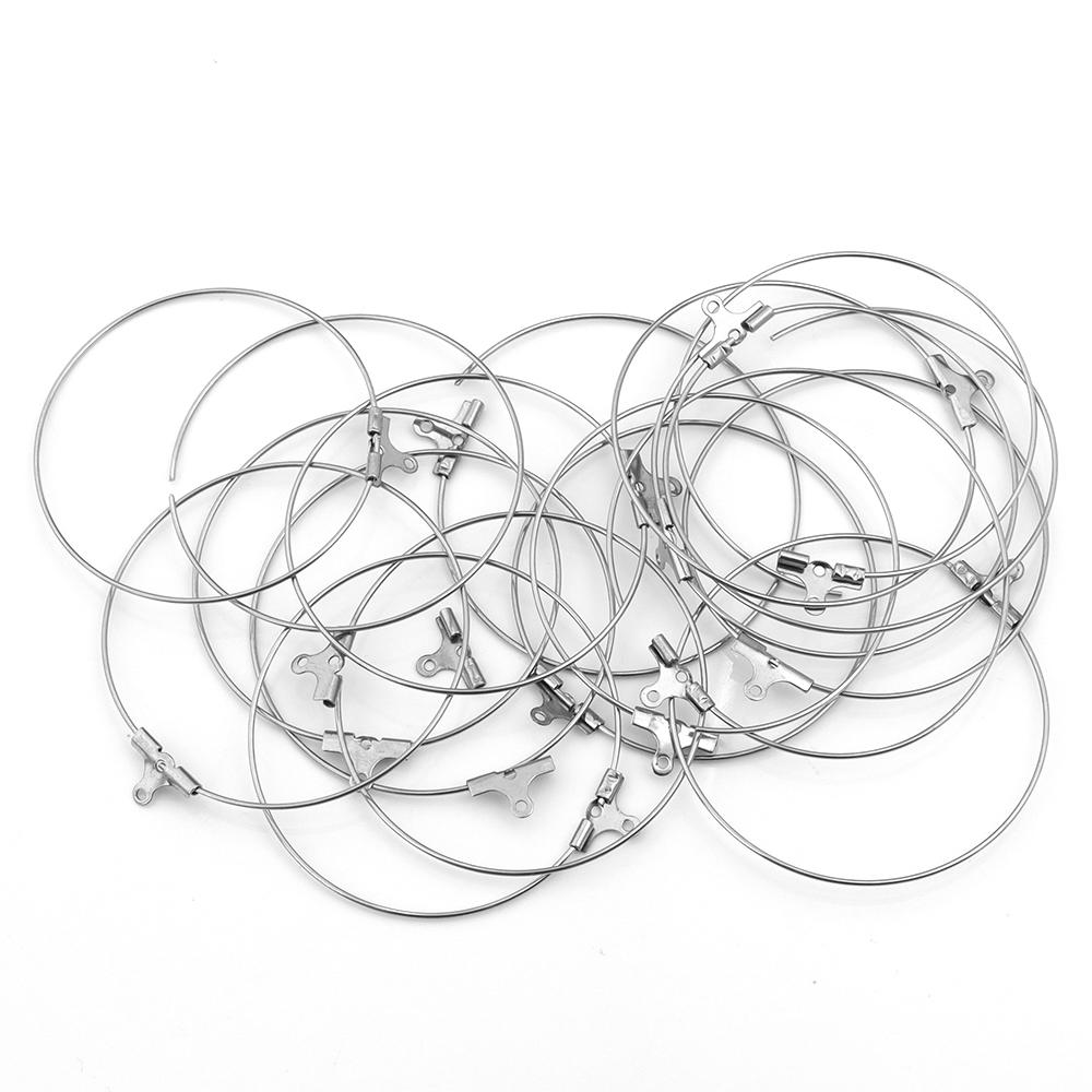 10-20Pcs Stainless Steel Big Circle Ear Wire Earrings 20/25/30/35/40mm Hoop Earring Hooks Connector DIY Earrings Jewelry Making