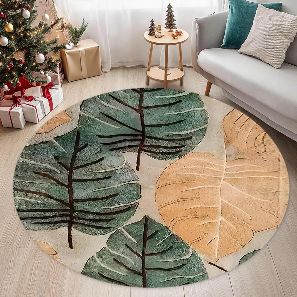 

Green Turtle Back Bamboo Print Circular Carpet Rug for Living Room Makeup Table Decoration Foot Mat for Home Decor 80cmx80cm