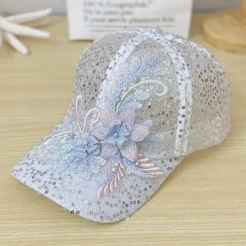 

Women s Flower Baseball Cap - Adjustable Summer Trucker Hat with Pendant XXL& 8Y белый