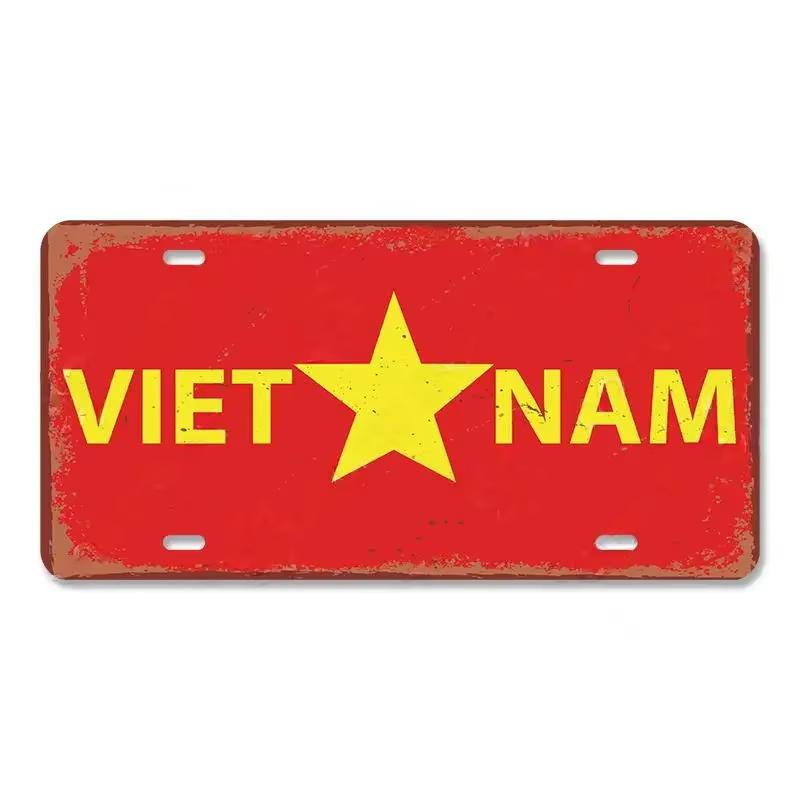 High Definition Metal Tin Sign Vintage License Plate Style Country National Flag Themed Retro Wall Art Decor for Home Bar Pub
