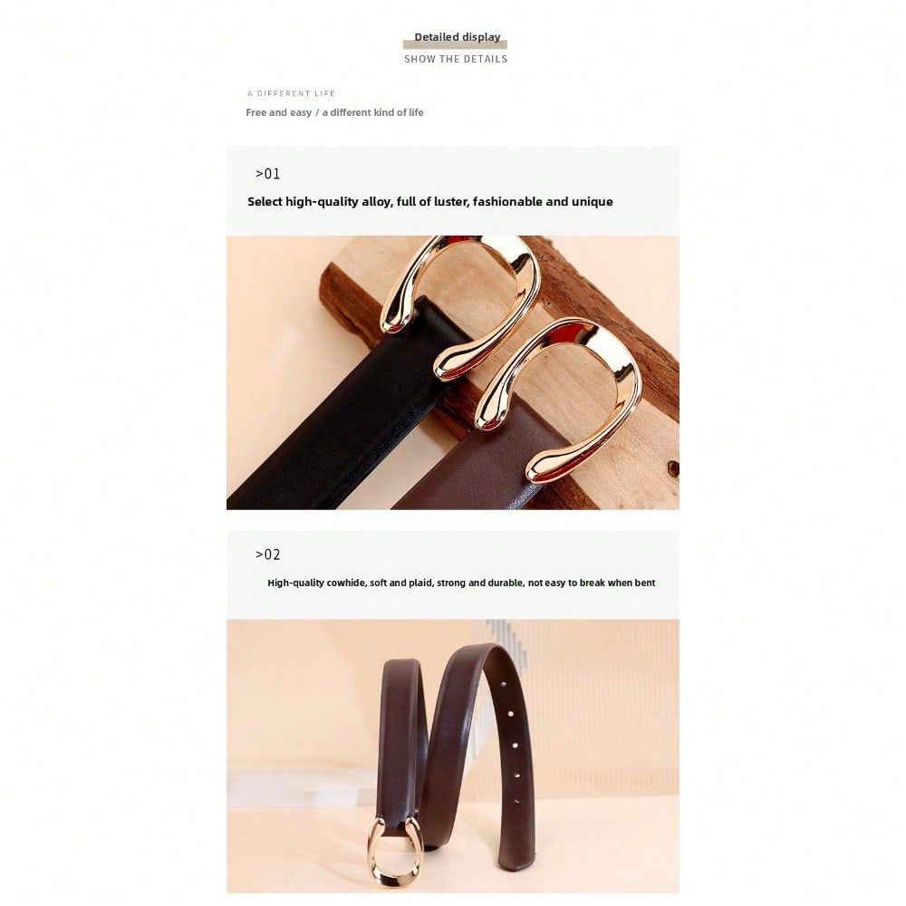 Belt For Women, Light Luxury And Sophisticated C-Button Versatile Belt Decorated With Suit Denim