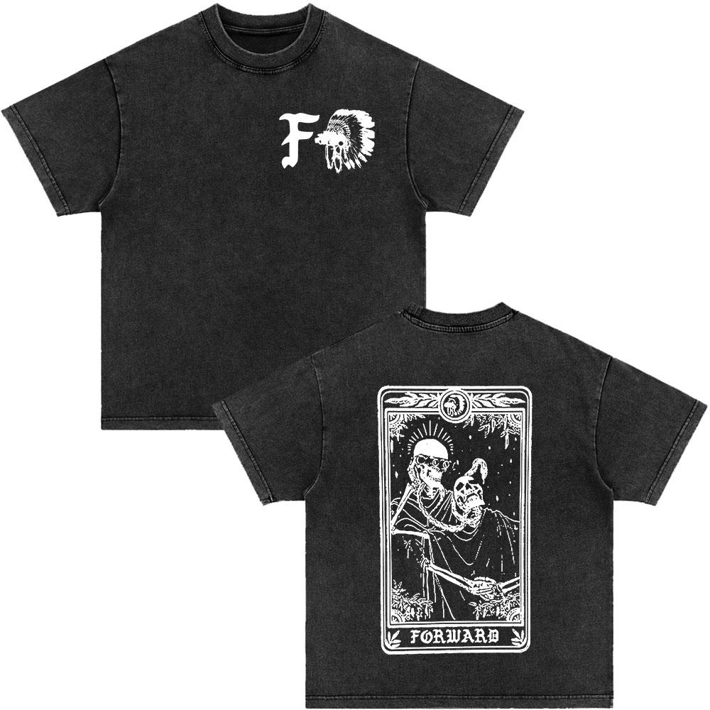 Forward Observations Group Be Seeing You Washed Vintage T-shirt Skeleton Graphic Punk Gothic T-Shirts Men Women Oversized Tshirt