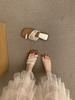 French square head slippers women's summer wear 2025 new toe thick heel straw woven out slippers versatile cool slippers