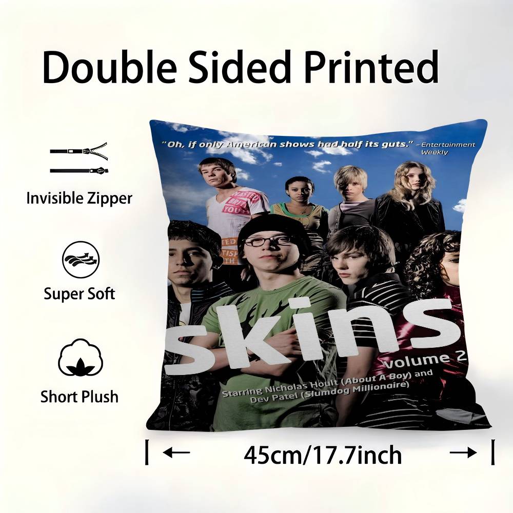 Teen TV Series Skins Generation Cushion Cover Pillow Cover Decor Pillowcase Printed Cushion Case For Couch