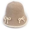 Universal Chemistry Ribbon Edge Beige Linen Bucket Hat Knit