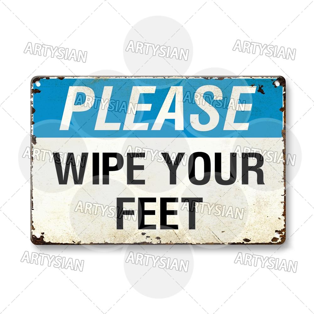 Hygiene Metal Sign No Shoes No Food Drink Restaurant Office School Public Space Plaque Wash Your Hand Sanitizer Keep Clean Sign