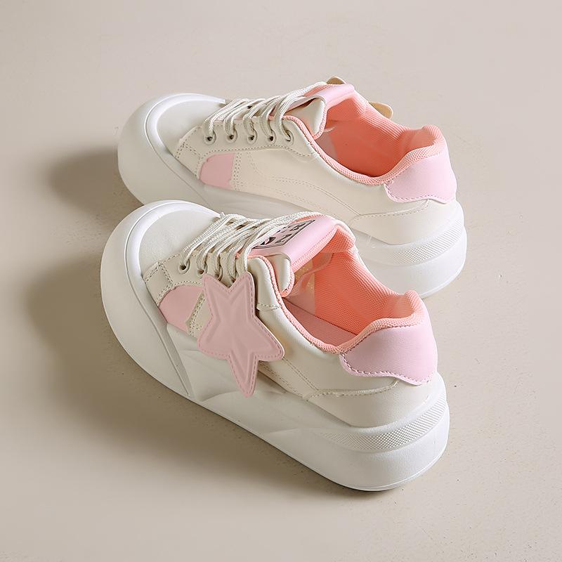 

Niche board shoes women s 2025 new spring and autumn platform white shoes versatile student leisure sports bread shoes ins 36 розовый