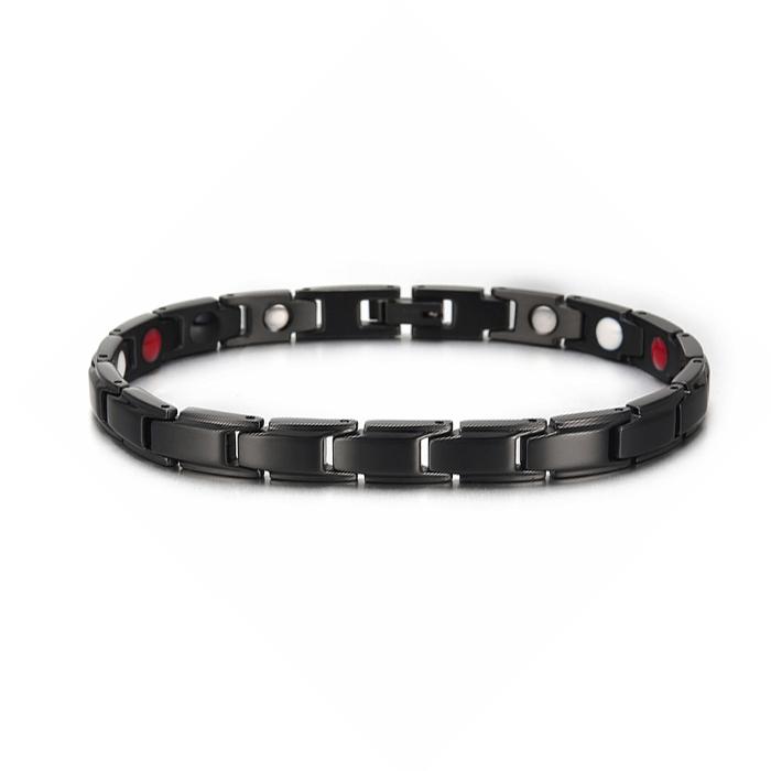 Vinterly Black Blue Bracelets Men Stainless Steel 12mm Wrist Band Magnetic Health Energy Magnet Benefits Jewelry Male Germanium