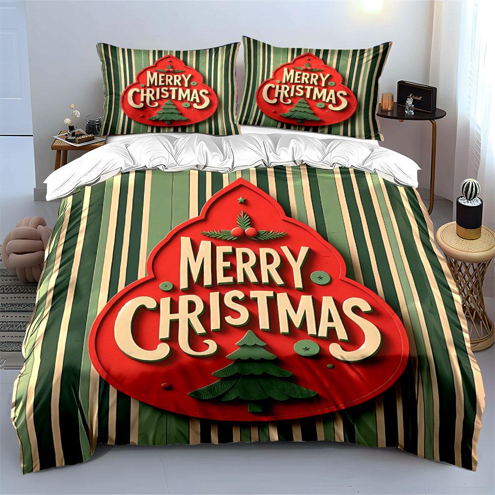 Merry Christmas Sign Set Bedding Duvet Cover Set Duvet Cover Pillowcases (1*Duvet Cover 2*Pillowcases, Without Duvet Insert)
