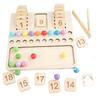Preschool Teaching Aids Wooden Arithmetic Counting Bead Clip Two in One Toy
