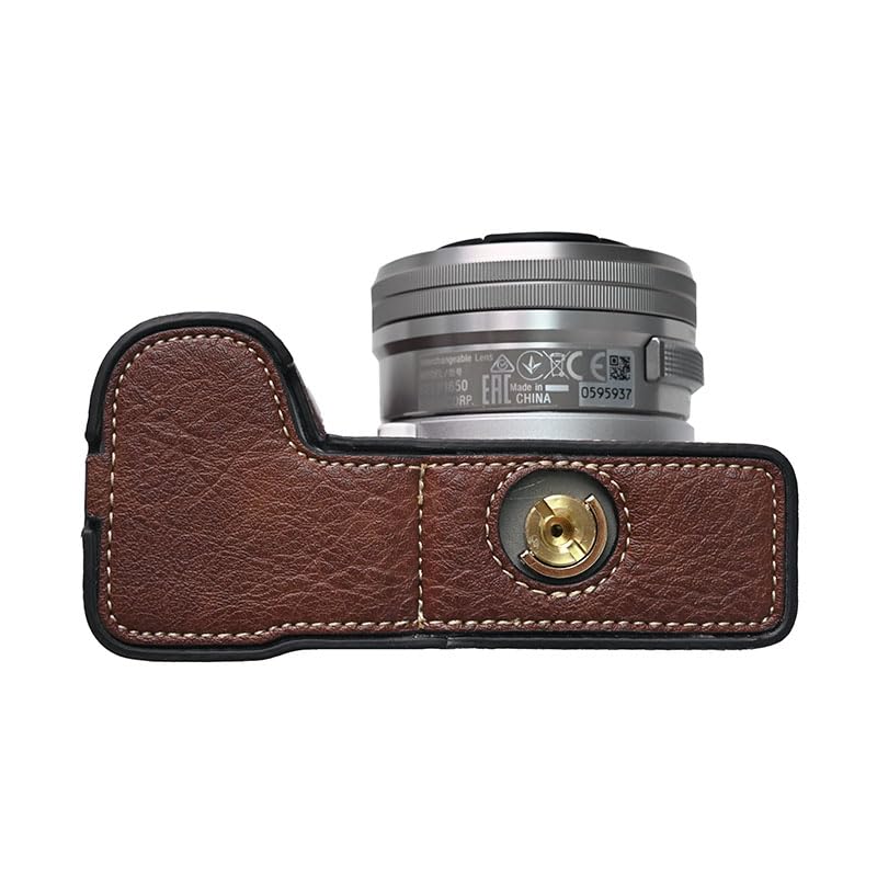 Für SONY VLOGCAM Gehäuseabdeckung Gehäusehälfte Gehäuse Exklusive zu öffnende Art Echtleder Gehäuse ZV-E10 II/ZV-E10M2 [HNWEIWEI] (Dunkelbraun)