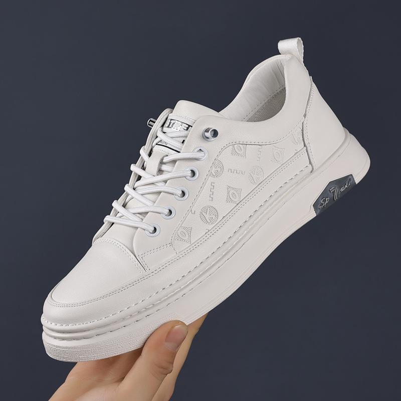 2025 Spring and Autumn New Men's Sports Casual Leather Shoes Men's Handmade Online Versatile Board Shoes Trend Little White Shoes 6618