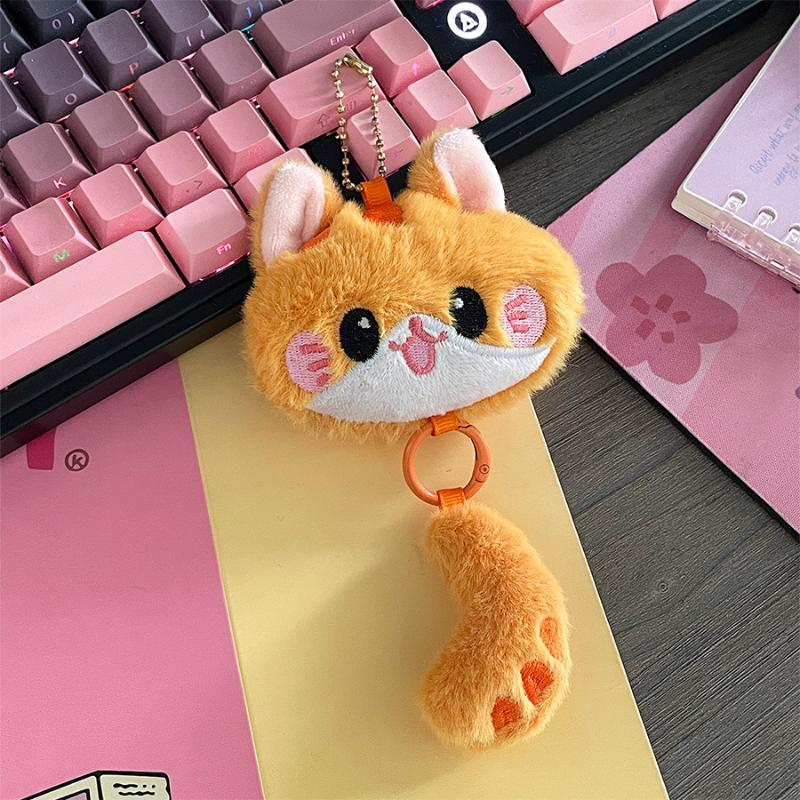 

Cute Long Tailed Cat Plush Doll Keychain Kawaii Stuffed Soft Keyring Backpack Pendant Bag Charm Decoration Children Toys Gifts