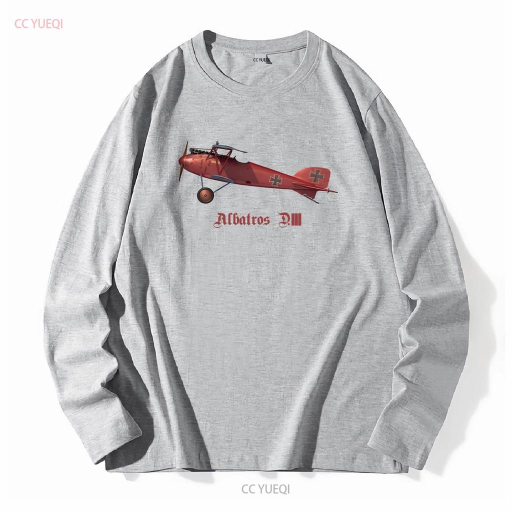 WW1 German Fighter Albatros D III Jersey  T Shirt long or sleeves vintage Washed graphic fashion Versatile Stretched Slightly