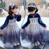 JIEAIRUI Frozen Elsa Dress for Perfect for Fall and Princess Long Halloween Birthday Christmas Includes Princess Bag Kids, Winter, Dress, Sleeves,