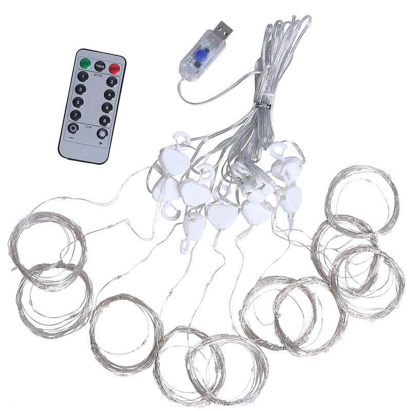 Lumini Cortină Fir Cupru cu Telecomandă USB: Design de țurțuri, Decor de sărbători de Crăciun, Lumini colorate pentru atmosferă festivă
