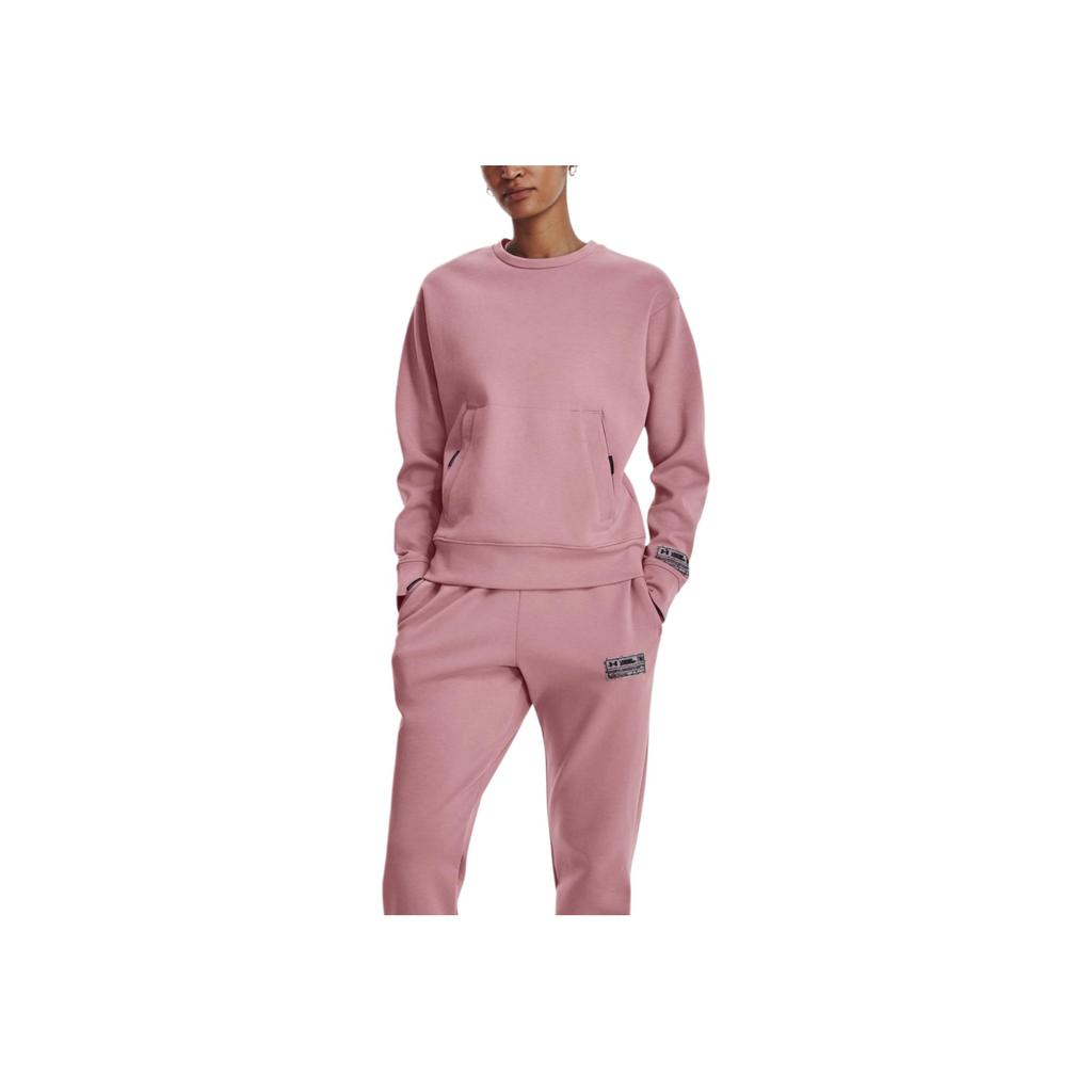 Under Armour Solid Knit Crew Neck Casual Sports Sweatshirt Men Sweatshirt Pink 1377172-697