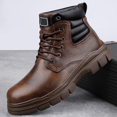 Luxury Brand Warm Platform Boots for Men Autumn Winter Cow Leather Men's High Top Shoes Fashion Male Ankle Boots Motocross Botas