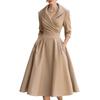 Elegant Satin Long Sleeve Belted Dress - Viral Style